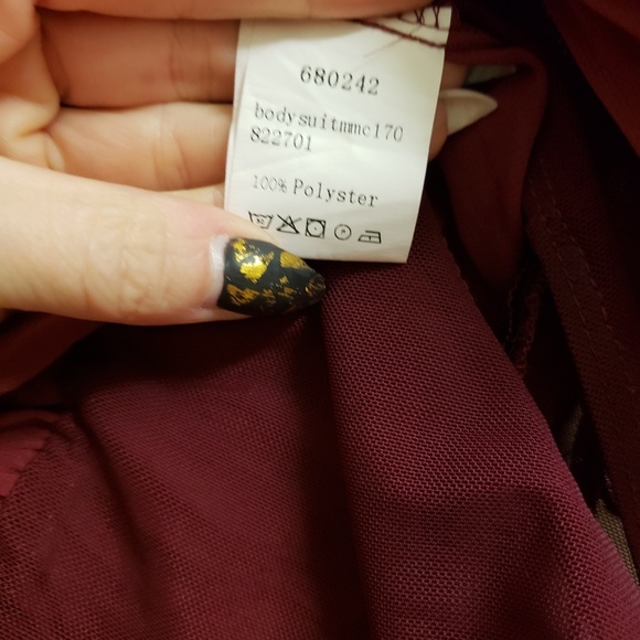 Sexy Sheer Lace Tie Neck Pleated Chiffon Snap Bodysuit Button Blouse Shirt Top - Picture 4 of 4